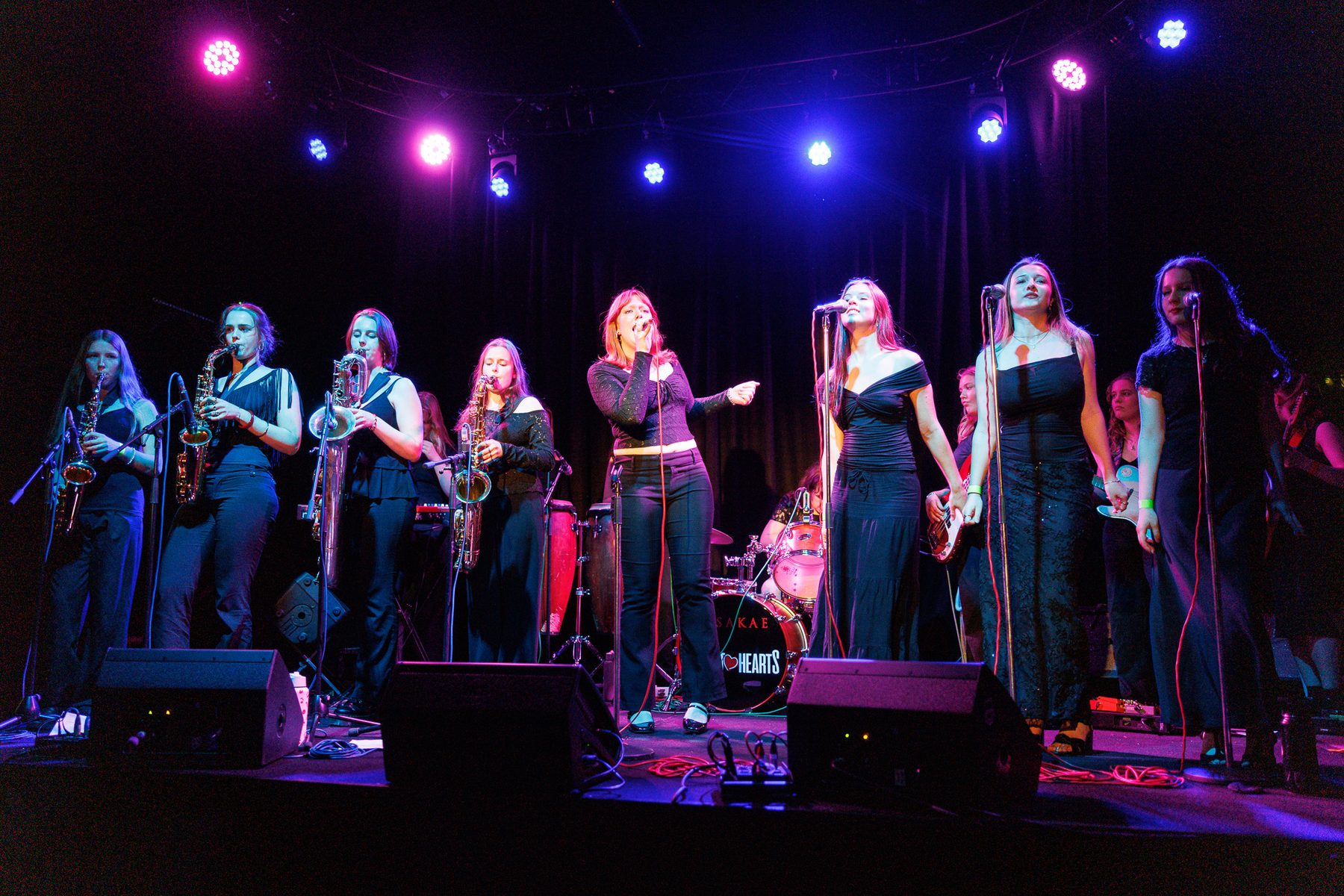 The Sweethearts performing live with their full band